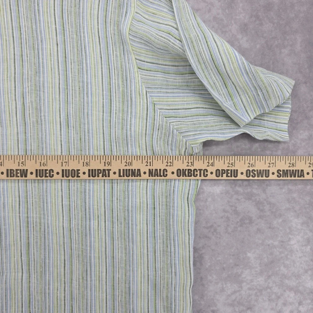 Banana Republic 100% Linen Shirt Mens Small Stripe Short Sleeve Casual Resort